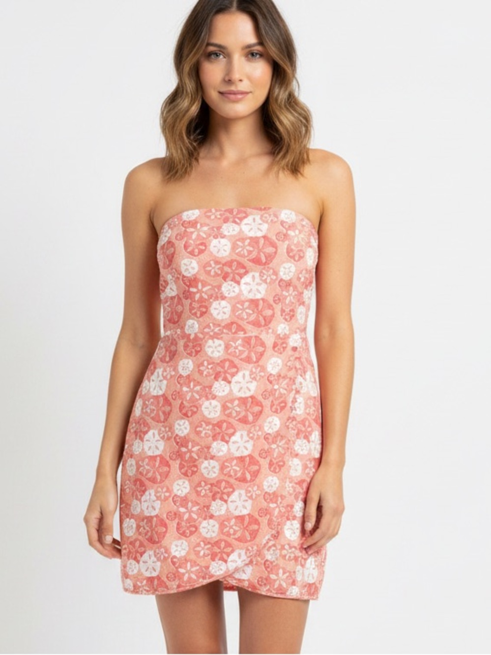 Vineyard Vines Coral and White Strapless Mini Summer Dress size 12